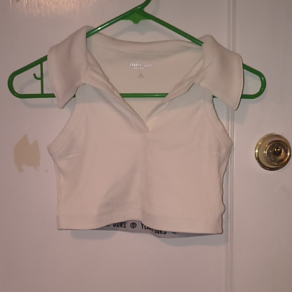 Year of Ours | White Collared Crop Top